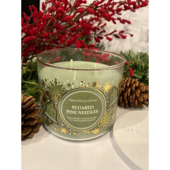 Bath & Body Works Christmas Holiday “Sugared Pine Needles” New 3 Wick Candle - Picture 1 of 8